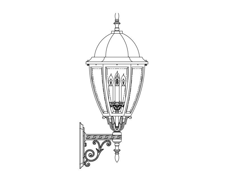 Sturbridge, Large, aluminum, Wall Mount, Clear glass, (4) 25W B10, 120V
